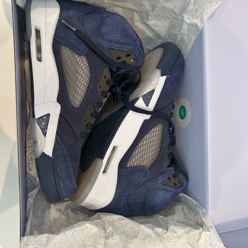 Jordan Blue and White High-Top Sneakers with Suede Accents